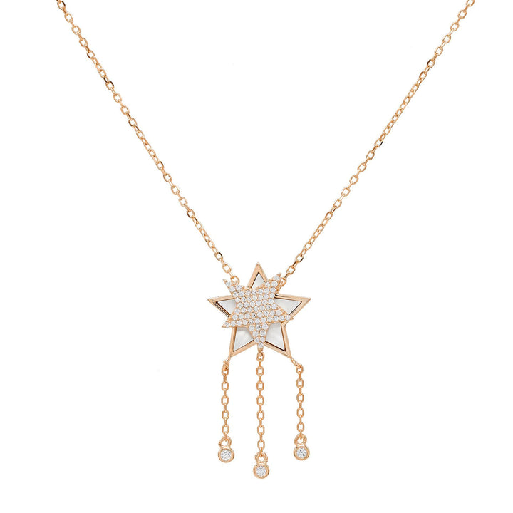 Rose Gold Mother of Pearl Star Necklace - Adina Eden's Jewels