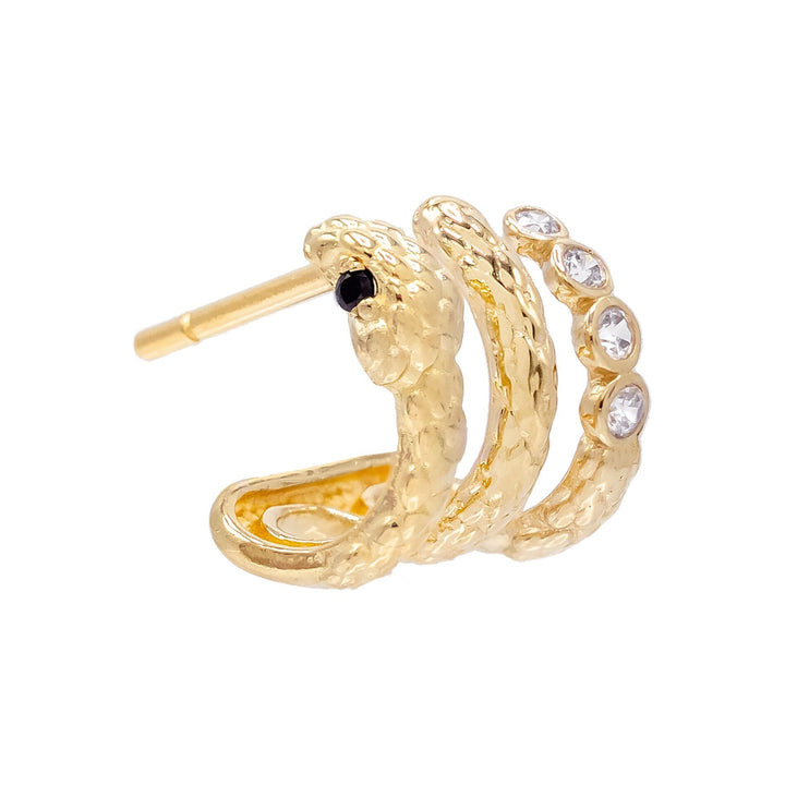 14K Gold / Single Curved Snake Stud Earring 14K - Adina Eden's Jewels