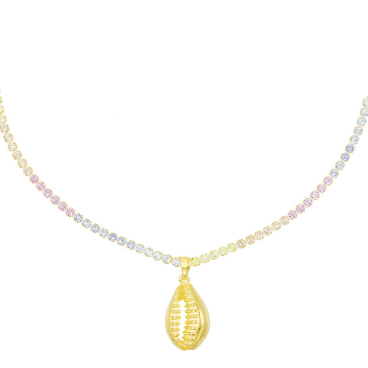 Multi-Color Pastel Rainbow Shell Tennis Choker - Adina Eden's Jewels