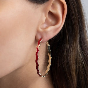  Wavy Enamel Hoop Earring - Adina Eden's Jewels