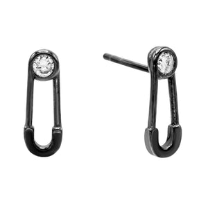 Onyx Safety Pin Stud Earring - Adina Eden's Jewels