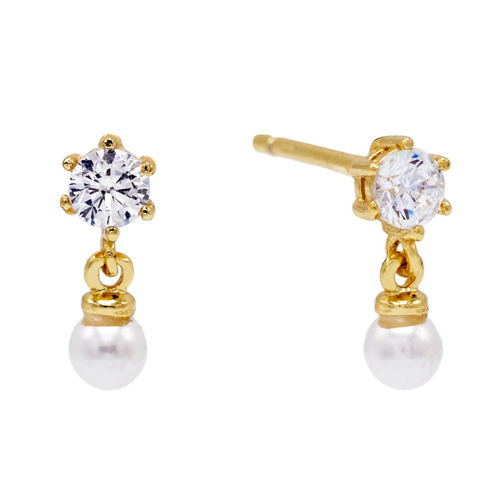 Pearl White Pearl Dangle Stud Earring - Adina Eden's Jewels
