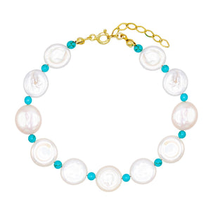 Pearl White Pearl Disc Bracelet - Adina Eden's Jewels