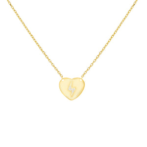Gold Mini CZ Lightning X Heart Necklace - Adina Eden's Jewels