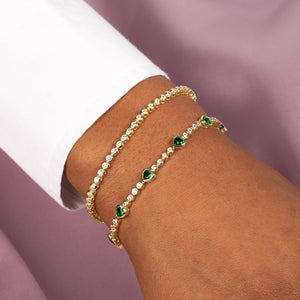  Multi CZ Heart Tennis Bracelet - Adina Eden's Jewels
