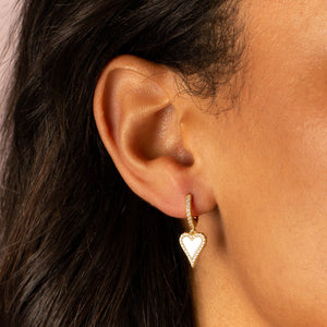  Pavé Elongated Heart Huggie Earring - Adina Eden's Jewels