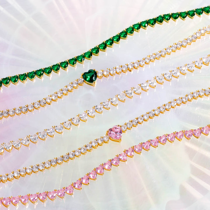  Gemstone Heart Tennis Bracelet - Adina Eden's Jewels