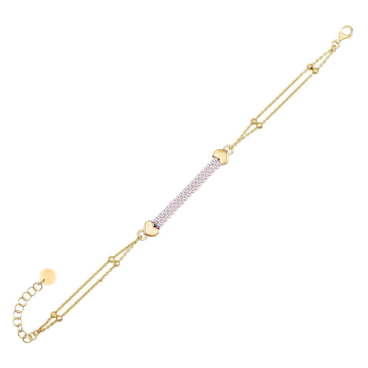 Gold Crystal Bar Heart Bracelet - Adina Eden's Jewels