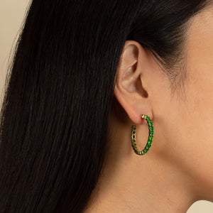  Colored Round Stone Hoop Earring - Adina Eden's Jewels