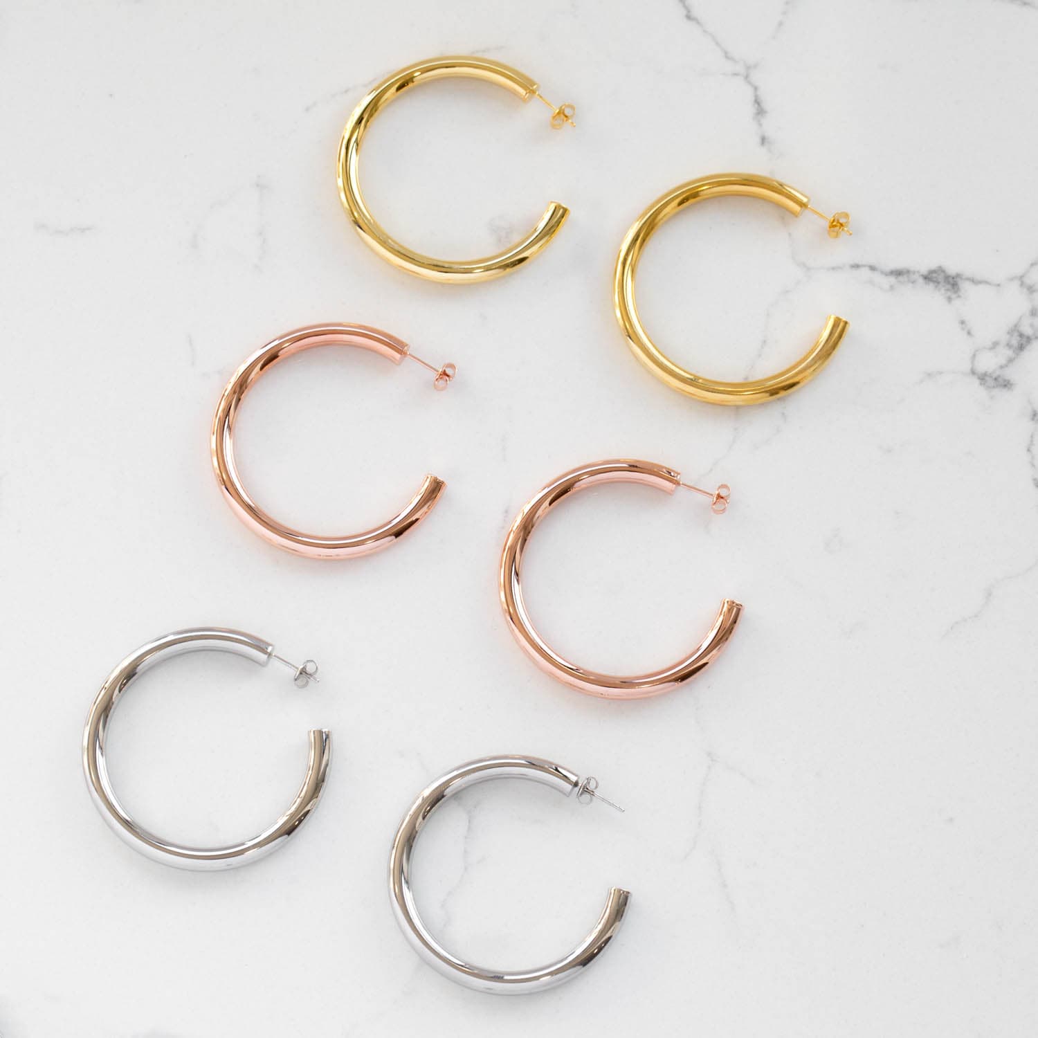 Large hollow hoop earrings Clearance