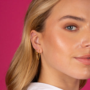  Solid Double Chain Huggie Earring - Adina Eden's Jewels