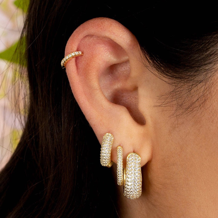 pave snake huggie small hoop earring Adina's jewel