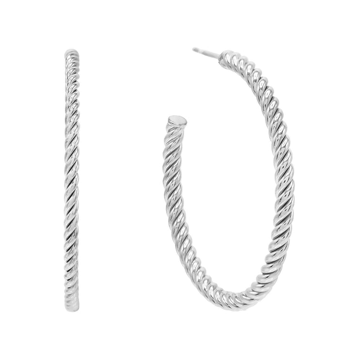 Silver / 40 MM Rope Hoop Earring - Adina Eden's Jewels