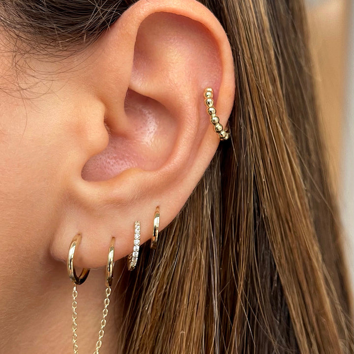  Beaded Huggie Earring 14K - Adina Eden's Jewels