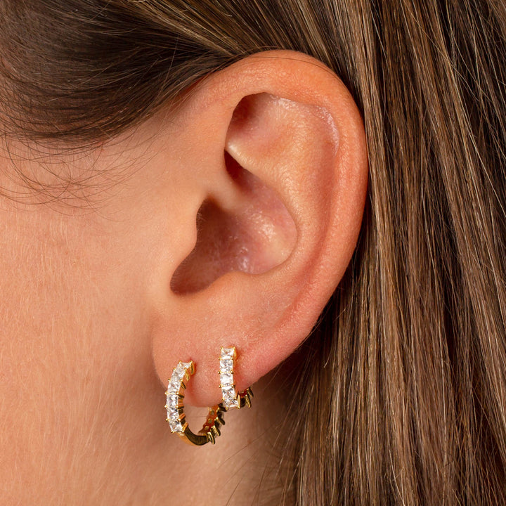 CZ Princess Cut Huggie Earring Combo Set - Adina Eden's Jewels