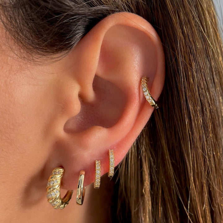  Thin Pavé Braided Hoop Earring - Adina Eden's Jewels