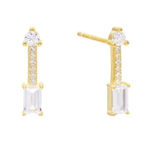 Gold Baguette Arrow Stud Earring - Adina Eden's Jewels