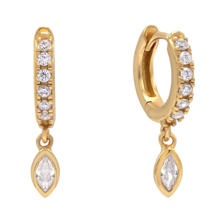 Gold Pavé Dangle Huggie Earring - Adina Eden's Jewels