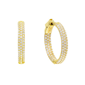 Gold / 35 MM Pavé Hoop Earring - Adina Eden's Jewels