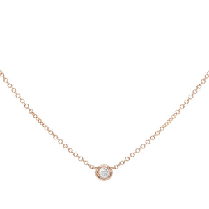 14K Rose Gold Diamond Solitaire Necklace 14K - Adina Eden's Jewels