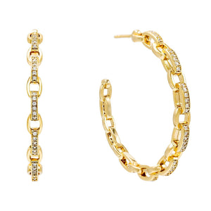 Gold CZ Chain Hoop Earring - Adina Eden's Jewels