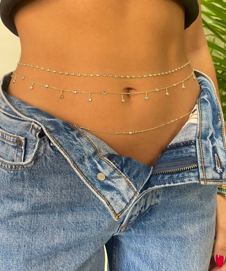  Dangling Bezel Belly Chain - Adina Eden's Jewels