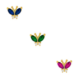  CZ Colored Butterfly Stud Earring Combo Set - Adina Eden's Jewels