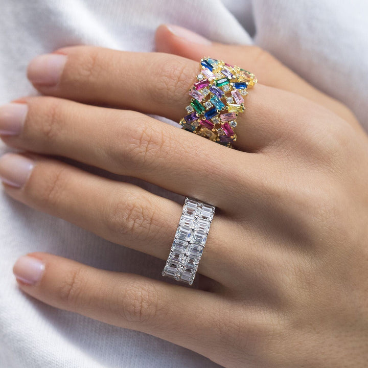  Double Row Emerald Ring - Adina Eden's Jewels