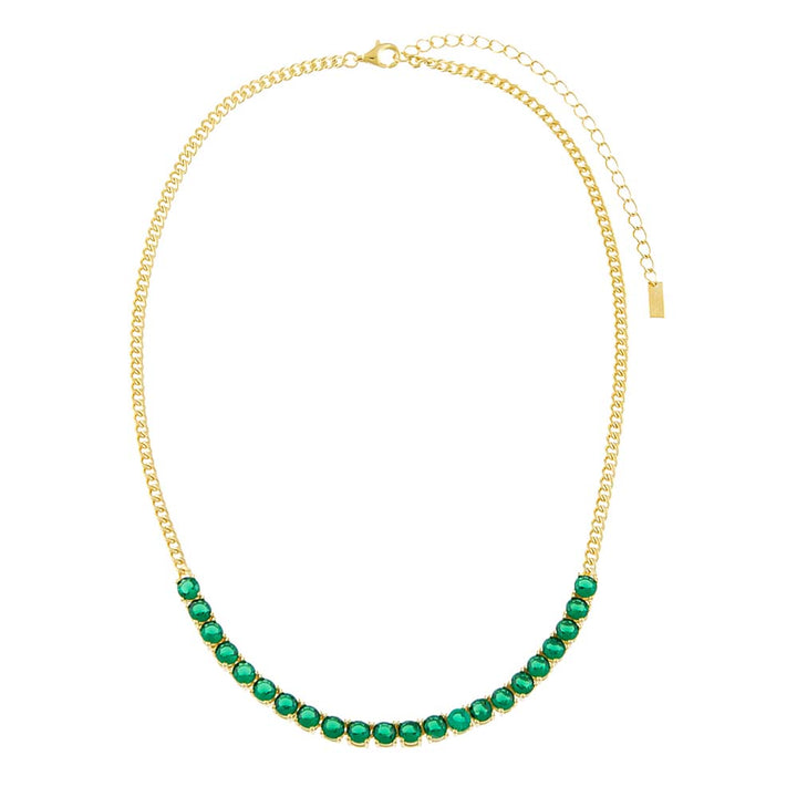  Colored CZ Half Tennis Link Necklace - Adina Eden's Jewels