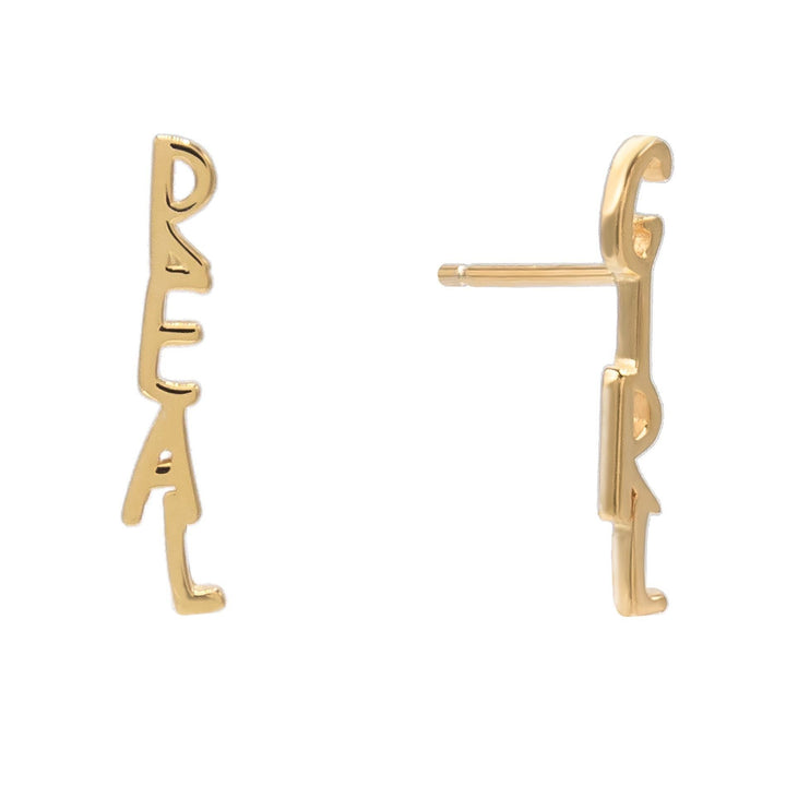 Real Girl / Gold Assorted Phrase Stud Earring - Adina Eden's Jewels