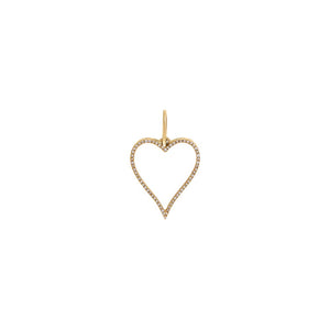 14K Gold Diamond Pave Open Heart Necklace Charm 14K - Adina Eden's Jewels