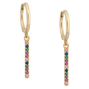 Multi-Color Rainbow Bar Huggie - Adina Eden's Jewels