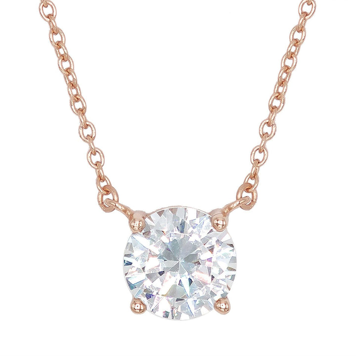Rose Gold Solitaire Necklace - Adina Eden's Jewels