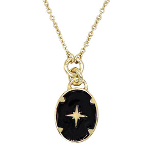 Black Enamel Starburst Necklace - Adina Eden's Jewels