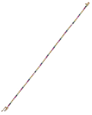  Thin Rainbow Tennis Bracelet 14K - Adina Eden's Jewels