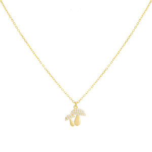 Gold Double Mushroom Pavé Necklace - Adina Eden's Jewels