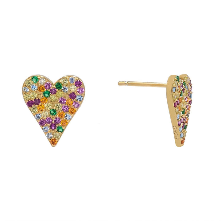 Multi-Color Heart Stud Earring - Adina Eden's Jewels