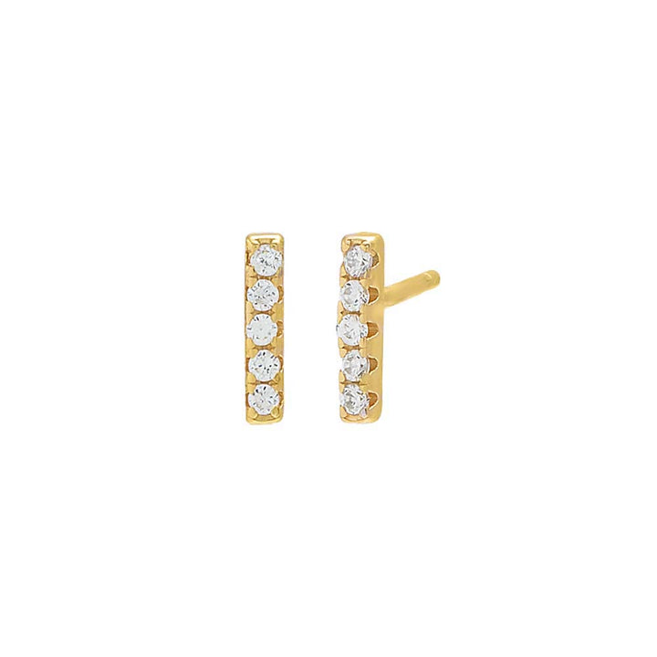Gold / 8mm / Pair Pavé Bar Stud Earring - Adina Eden's Jewels