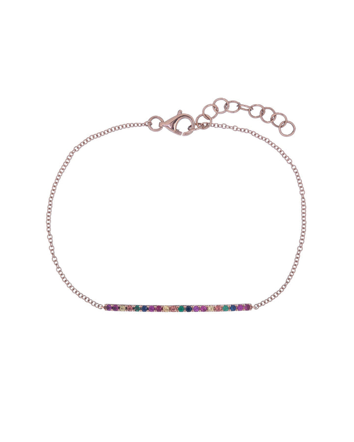 14K Rose Gold Rainbow Bar Bracelet 14K - Adina Eden's Jewels