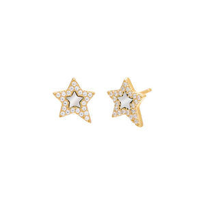 Pearl White Pavé Star Stone Stud Earring - Adina Eden's Jewels