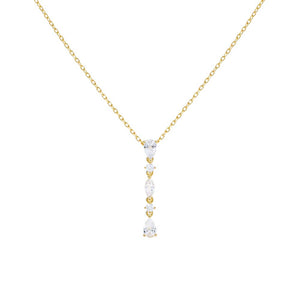 Gold Multi Shape CZ Drop Necklace - Adina Eden's Jewels