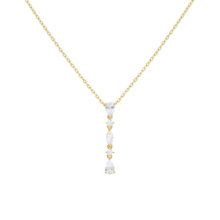 Gold Multi Shape CZ Drop Necklace - Adina Eden's Jewels