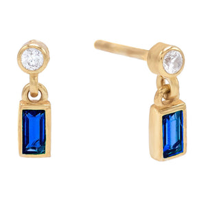 GOLD Gold Dangling Baguette Stud Earring - Adina Eden's Jewels