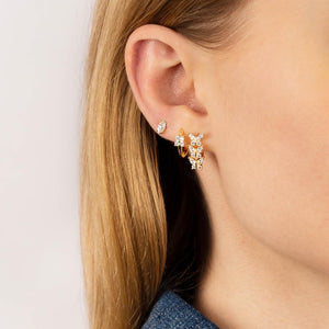  CZ Mini Flower Cluster Huggie Earring - Adina Eden's Jewels