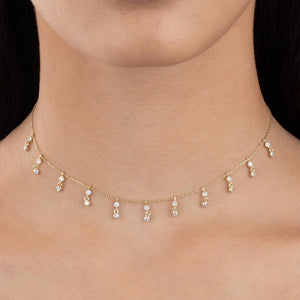  CZ Bezel Dangling Choker - Adina Eden's Jewels