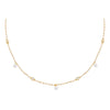 Gold / Pearl White CZ Bezel X Dangling Pearl Choker - Adina Eden's Jewels