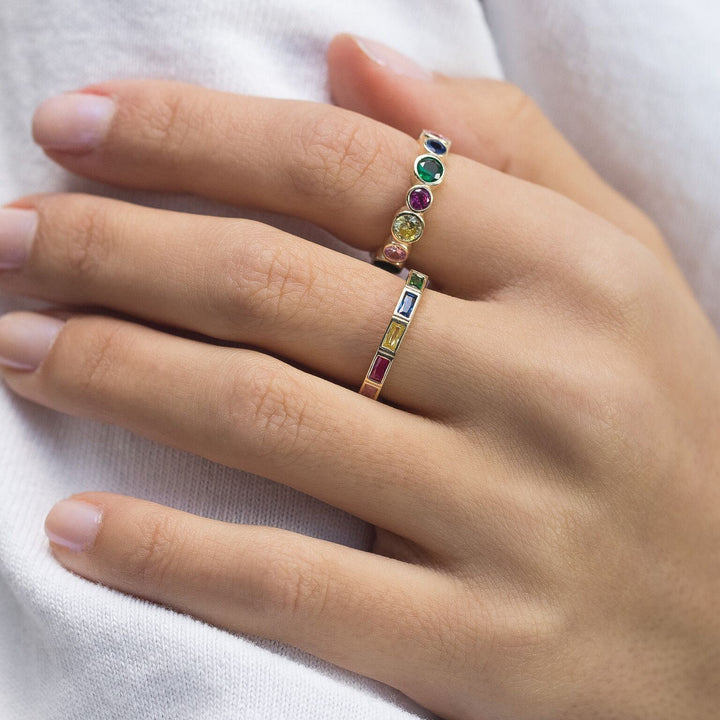  Rainbow Baguette Ring - Adina Eden's Jewels