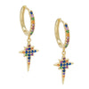 Multi-Color Long Pave Starburst Huggie Earring - Adina Eden's Jewels