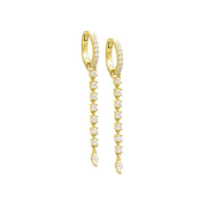 Gold Tennis Drop Huggie Earring - Adina Eden's Jewels