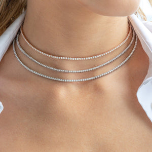  Diamond Tennis Adjustable Necklace 14K - Adina Eden's Jewels